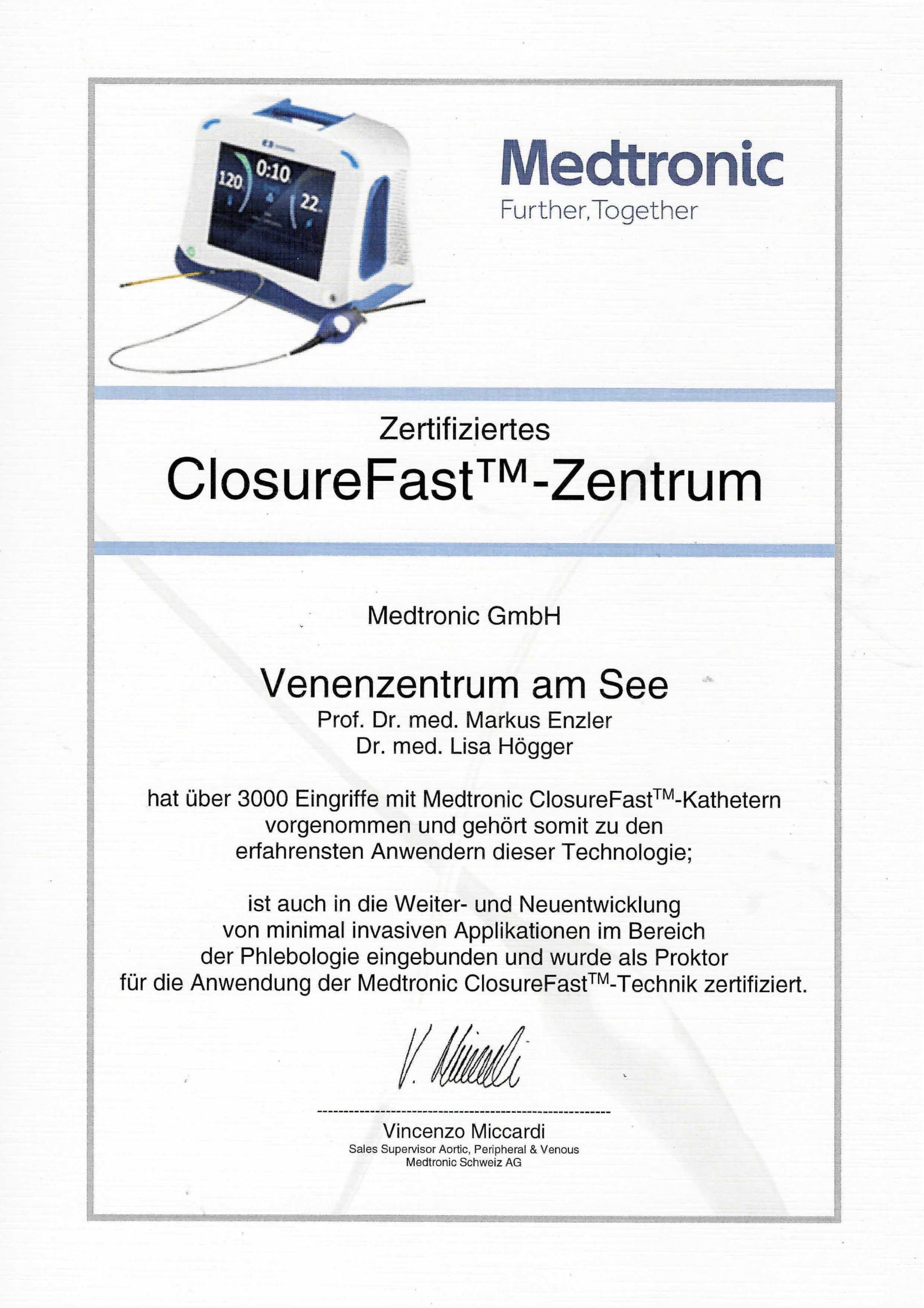 Closure Fast Zertifikat | Venenzentrum am See